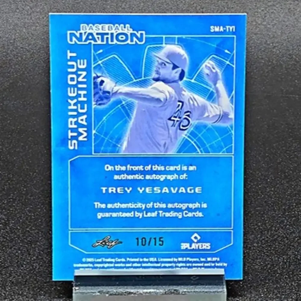 Trey Yesavage 10/15 Auto Strikeout Machine Rainbow Shimmer RC Toronto Blue Jays